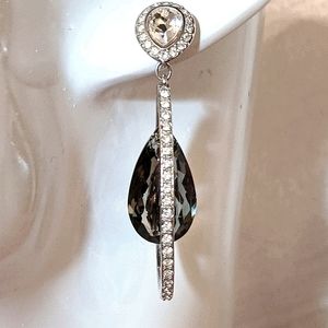 Swarovski dangling earrings with gray stone. 2.5"